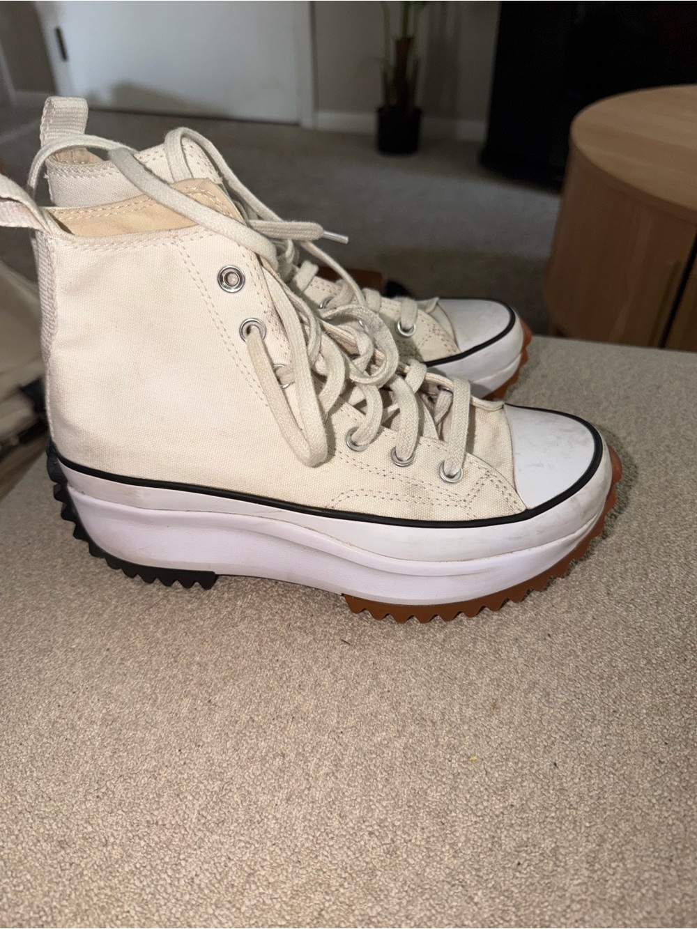 Converse Platform High-Top Sneakers - Cream with Brown Sole